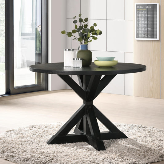 Windvale Cross-buck Base Dining Table In Black - As Pic