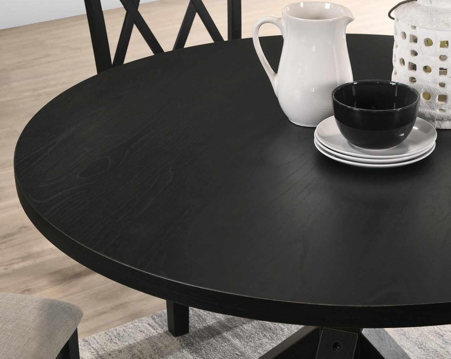 Windvale Cross-buck Base Dining Table In Black - As Pic