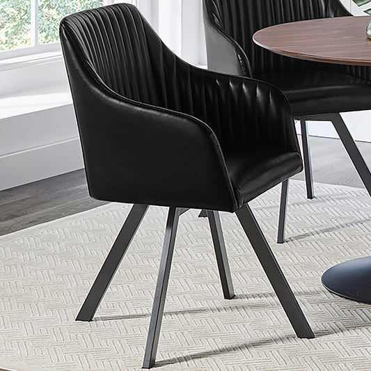 Black Channeled Sloped Arm Swivel Chair