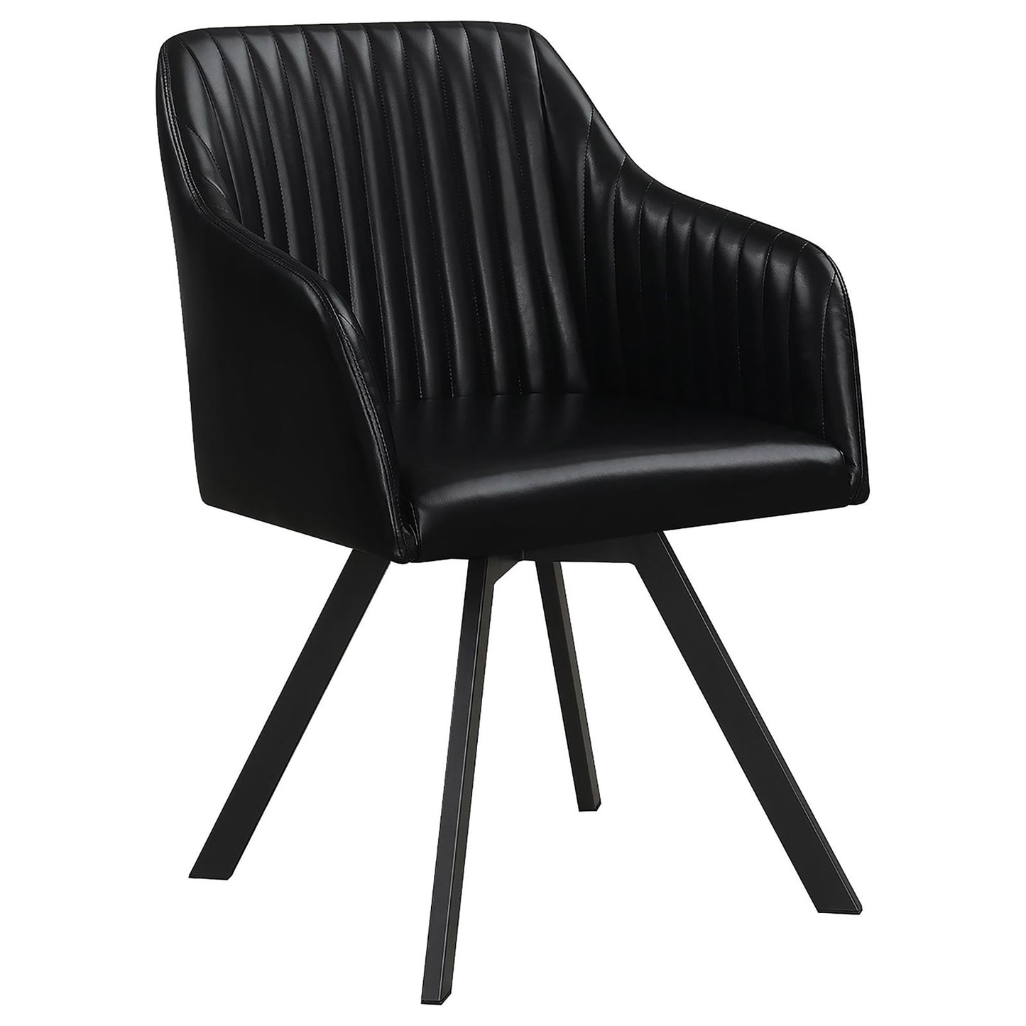 Black Channeled Sloped Arm Swivel Chair