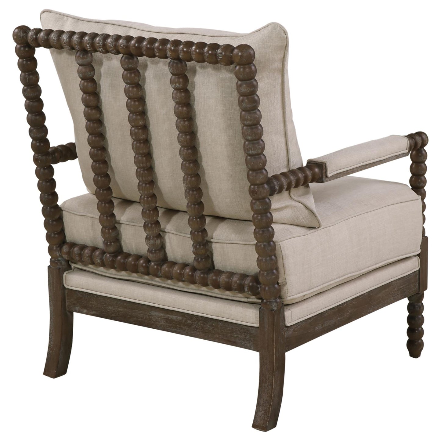 Spindled Beige And Natural Removable Back Accent Chair