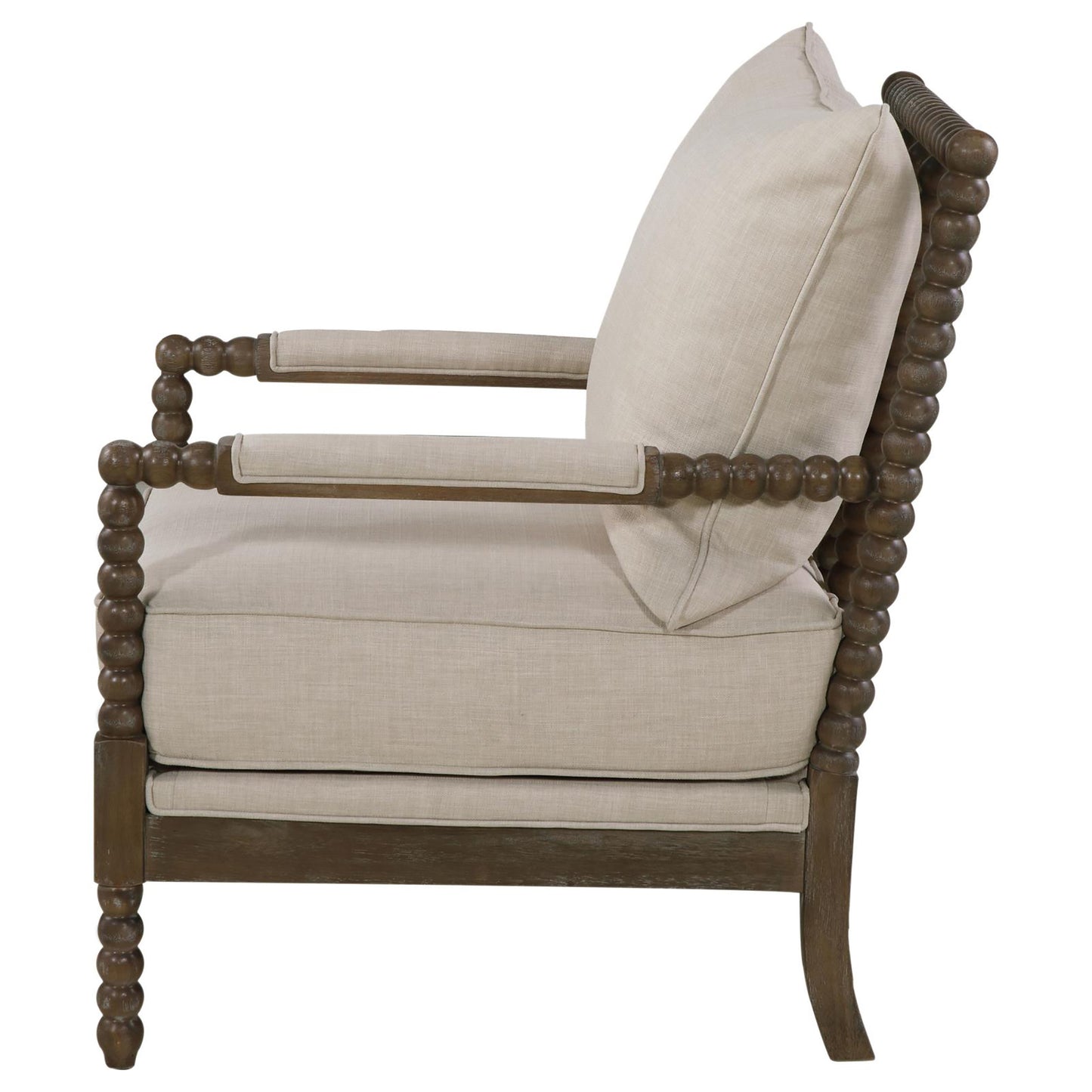 Spindled Beige And Natural Removable Back Accent Chair