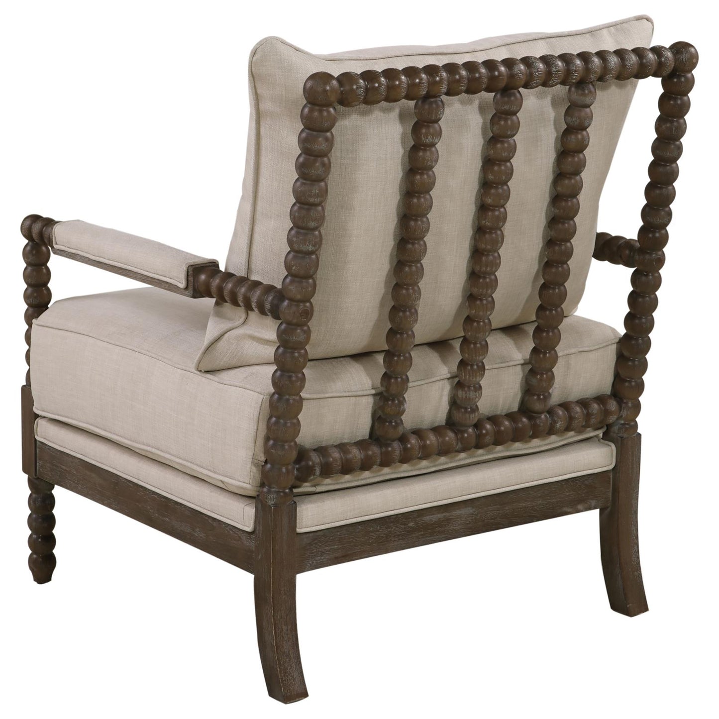 Spindled Beige And Natural Removable Back Accent Chair