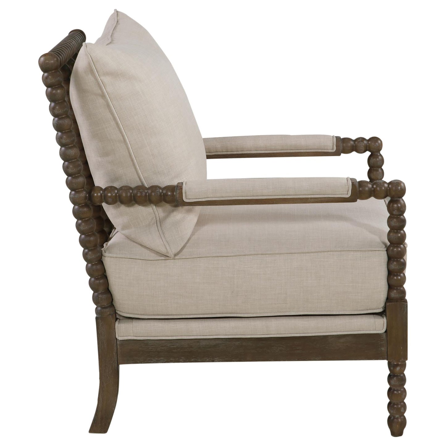 Spindled Beige And Natural Removable Back Accent Chair