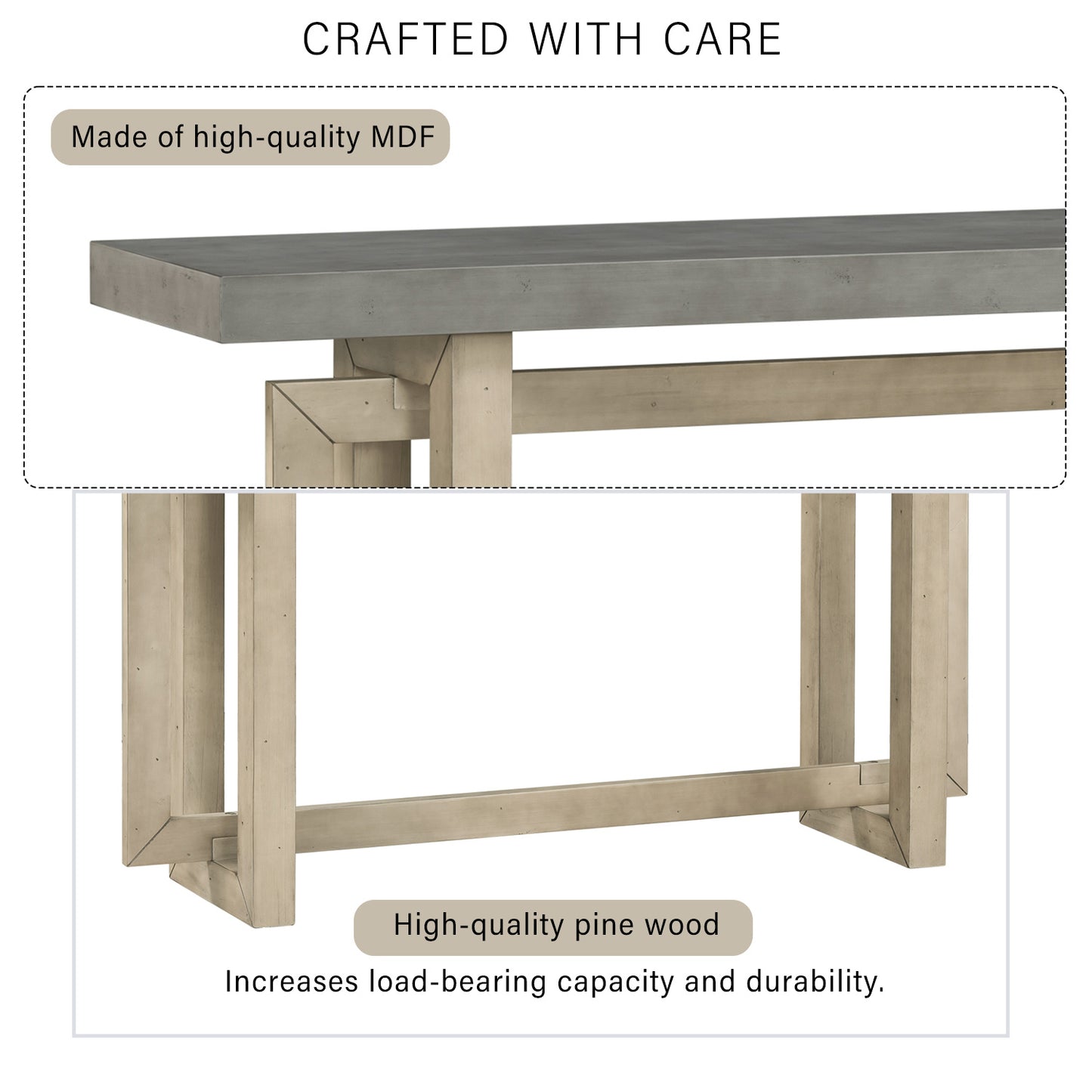 U_style Contemporary Console Table With Wood Top, Extra Long Entryway Table For Entryway, Hallway, Living Room, Foyer, Corridor - As Pic