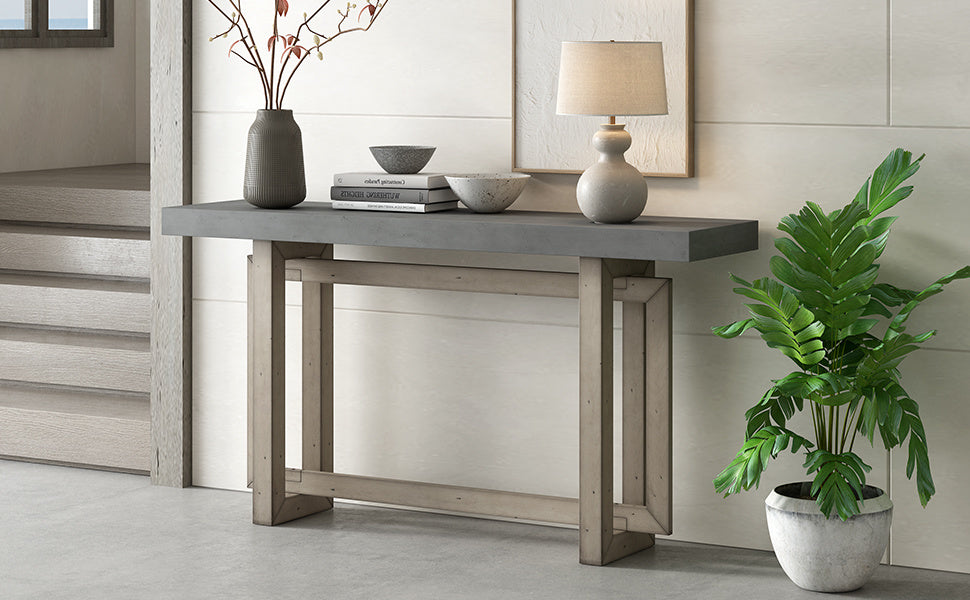 U_style Contemporary Console Table With Wood Top, Extra Long Entryway Table For Entryway, Hallway, Living Room, Foyer, Corridor - As Pic