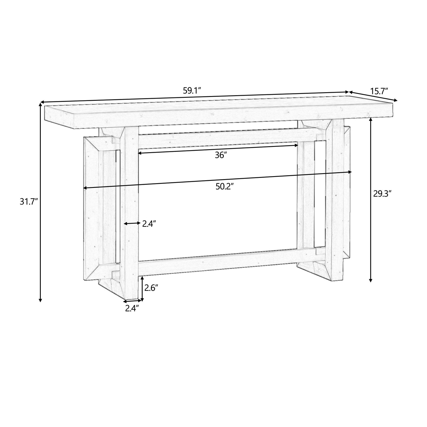 U_style Contemporary Console Table With Wood Top, Extra Long Entryway Table For Entryway, Hallway, Living Room, Foyer, Corridor - As Pic