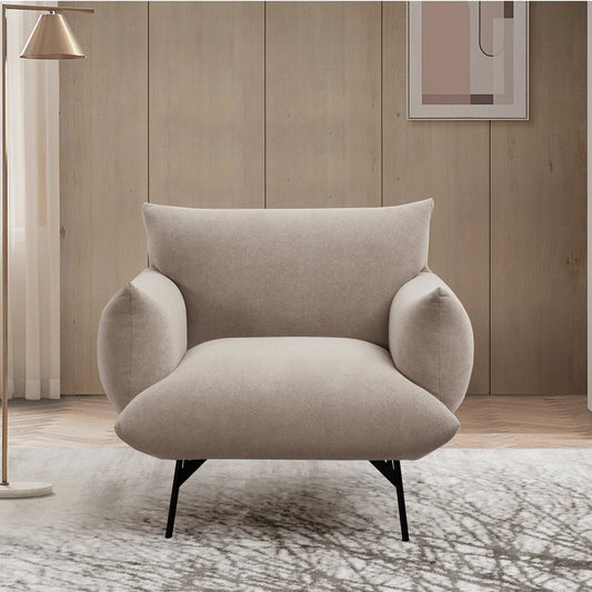 Oversized Living Room Accent Armchair Upholstered-single Sofa Chair, Mid-century Modern Comfy Fabric Armchair With Metal Leg For Bedroom Living Room Apartment - As Pic