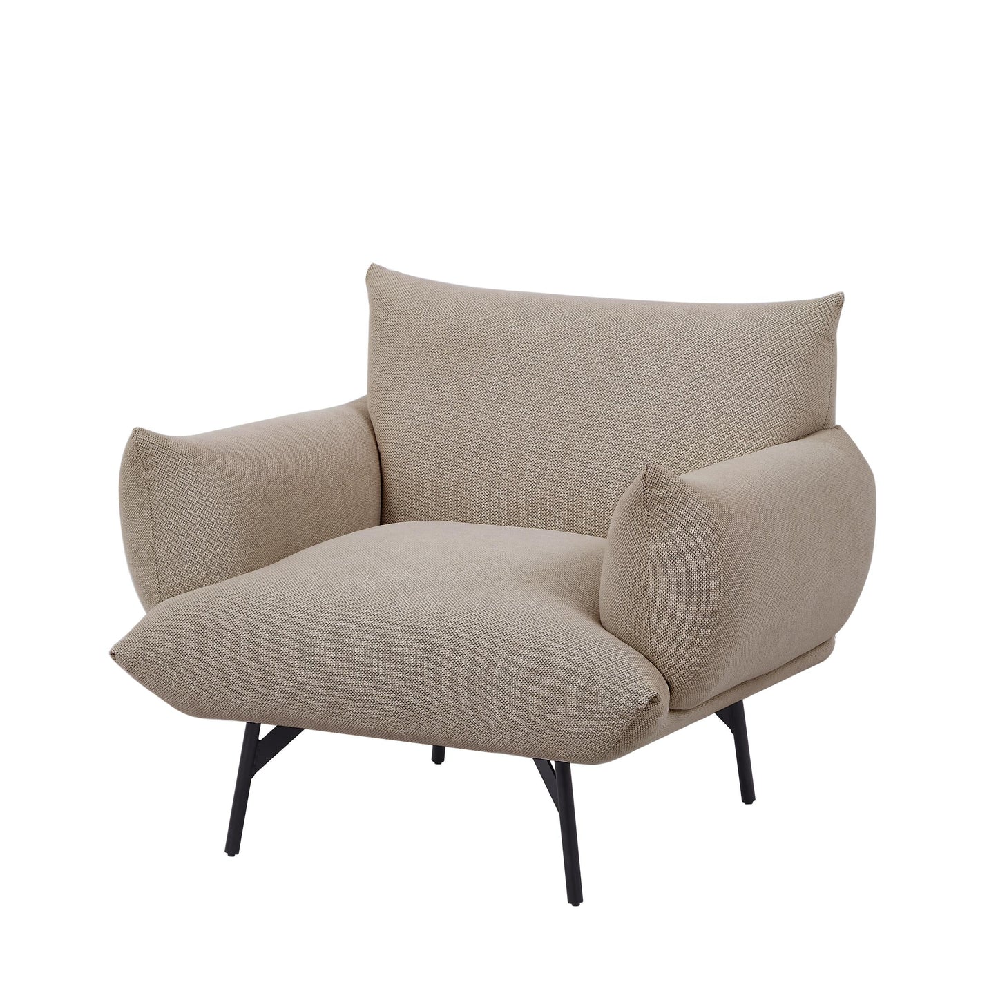 Oversized Living Room Accent Armchair Upholstered-single Sofa Chair, Mid-century Modern Comfy Fabric Armchair With Metal Leg For Bedroom Living Room Apartment - As Pic