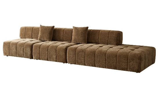 Wks3 Piano Key Combination Sofa, 2 Single Seats Plus 1 Luxury Cloth Sofa, Brown - As Pic