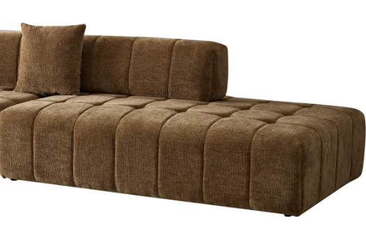 Wks3 Piano Key Combination Sofa, 2 Single Seats Plus 1 Luxury Cloth Sofa, Brown - As Pic