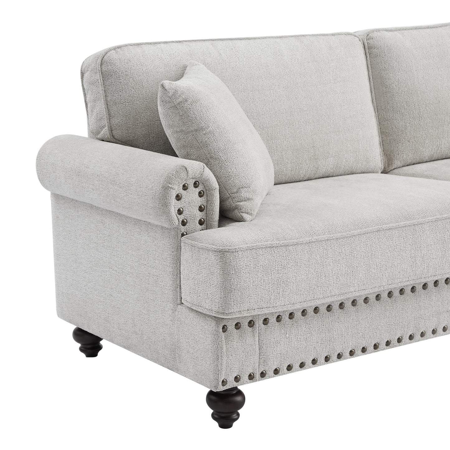 Chenille Sofa With Nails And Armrests