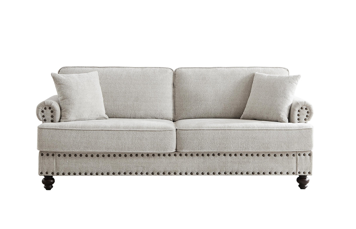 Chenille Sofa With Nails And Armrests