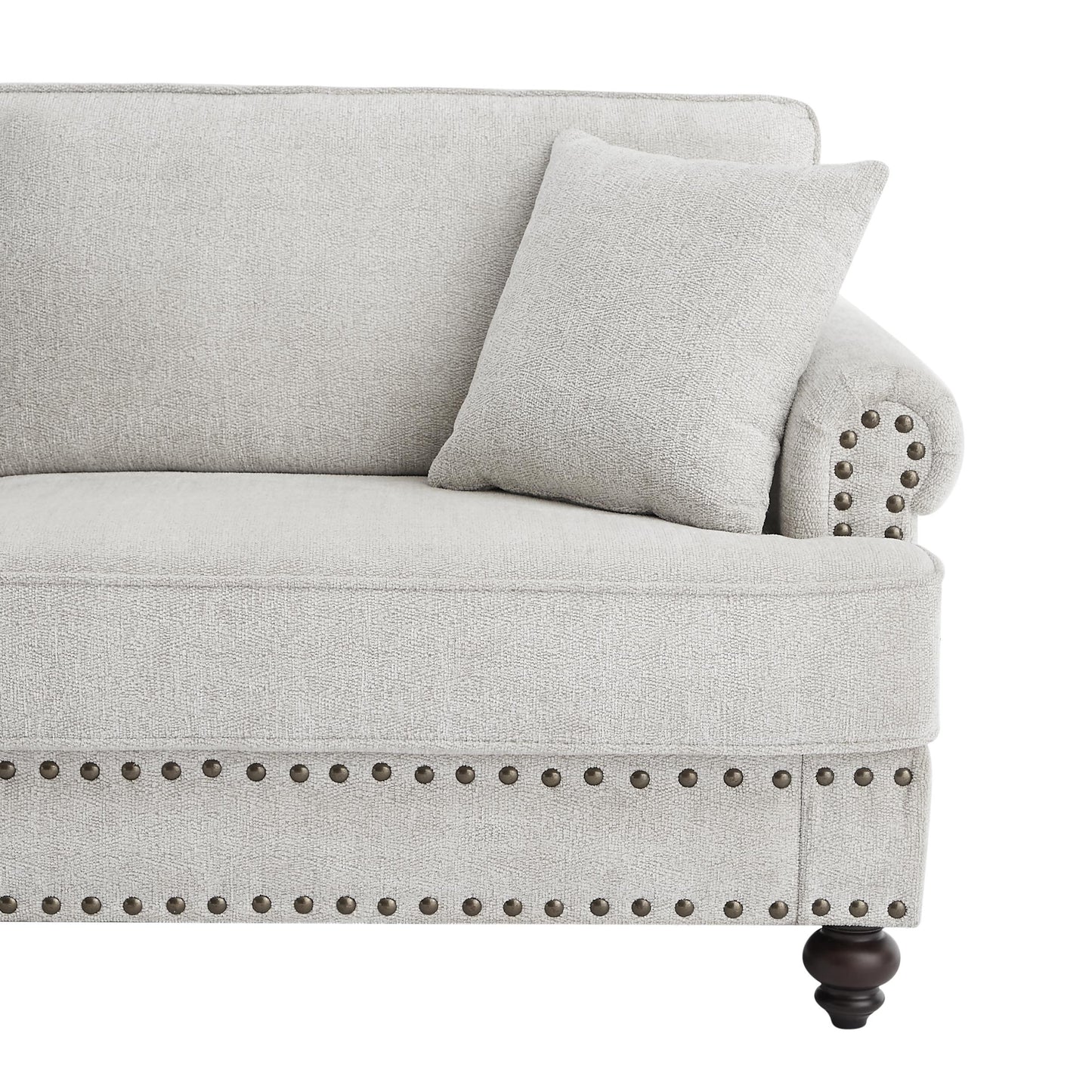 Chenille Sofa With Nails And Armrests