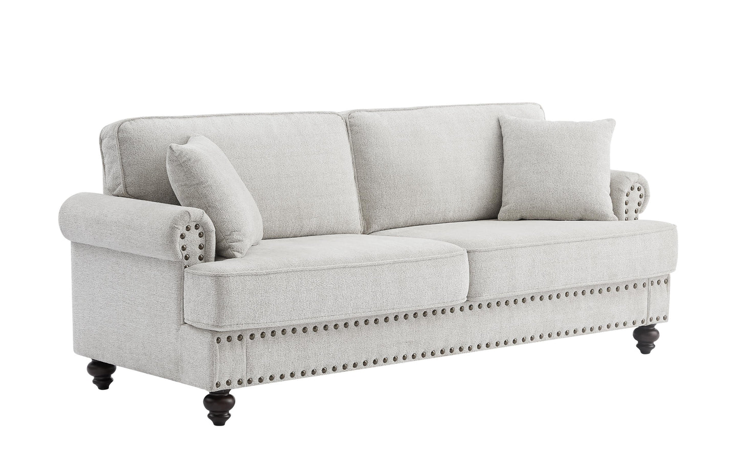 Chenille Sofa With Nails And Armrests