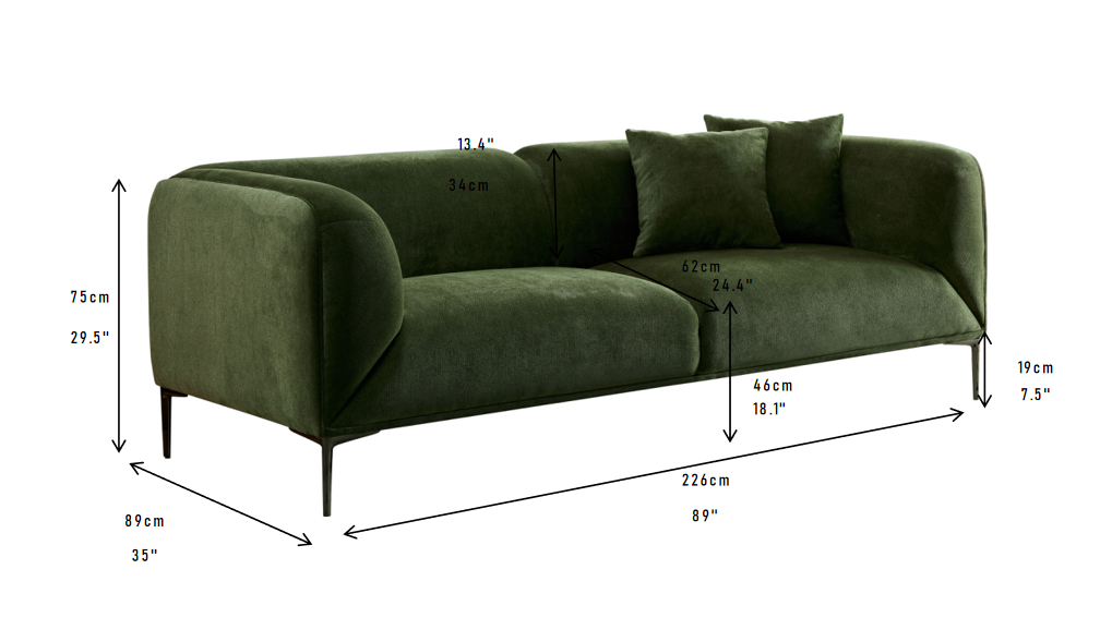 Wks2g Green Sofa Can Be Placed In The Studio, Living Room, Attic Multiple Scenes, Style Modern Simple Fashion, Size 89.37* 35.43* High 28.74 Inches - As Pic