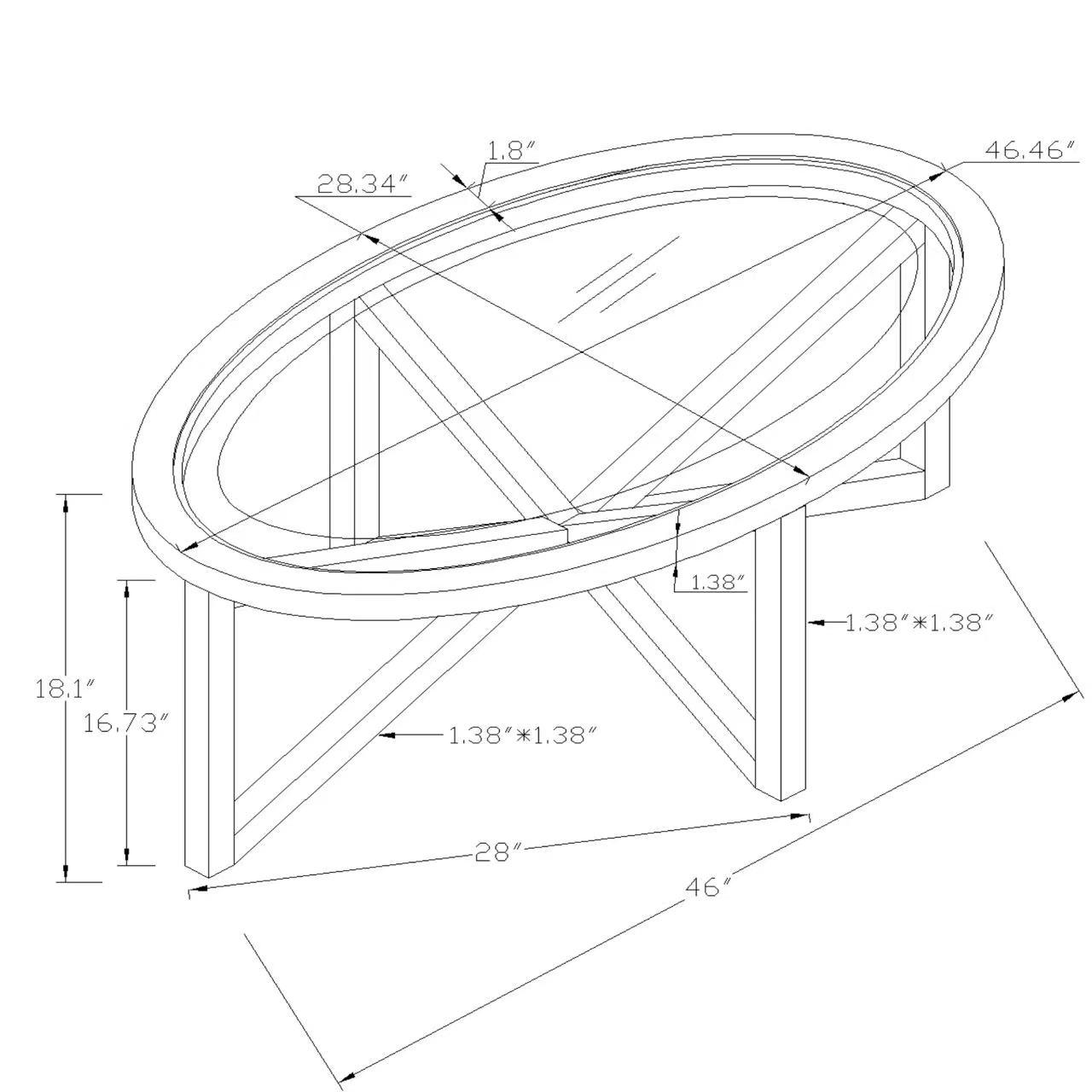 Modern Simple Glass Coffee Table, Tempered Glass Coffee Table Solid Wood Base Round Transparent Glass Top Modern Living Room Terrace Study Coffee Table - As Pic