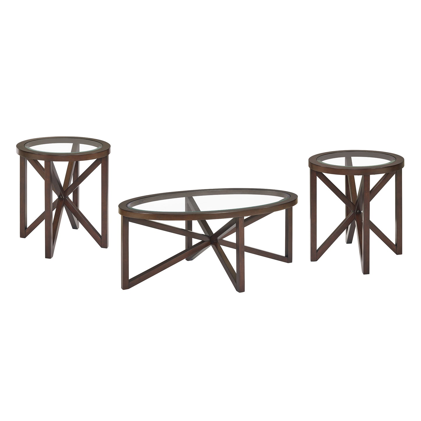 Modern Simple Glass Coffee Table, Tempered Glass Coffee Table Solid Wood Base Round Transparent Glass Top Modern Living Room Terrace Study Coffee Table - As Pic