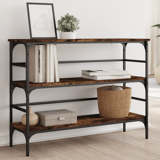 Open Shelf Console Table Smoked Oak