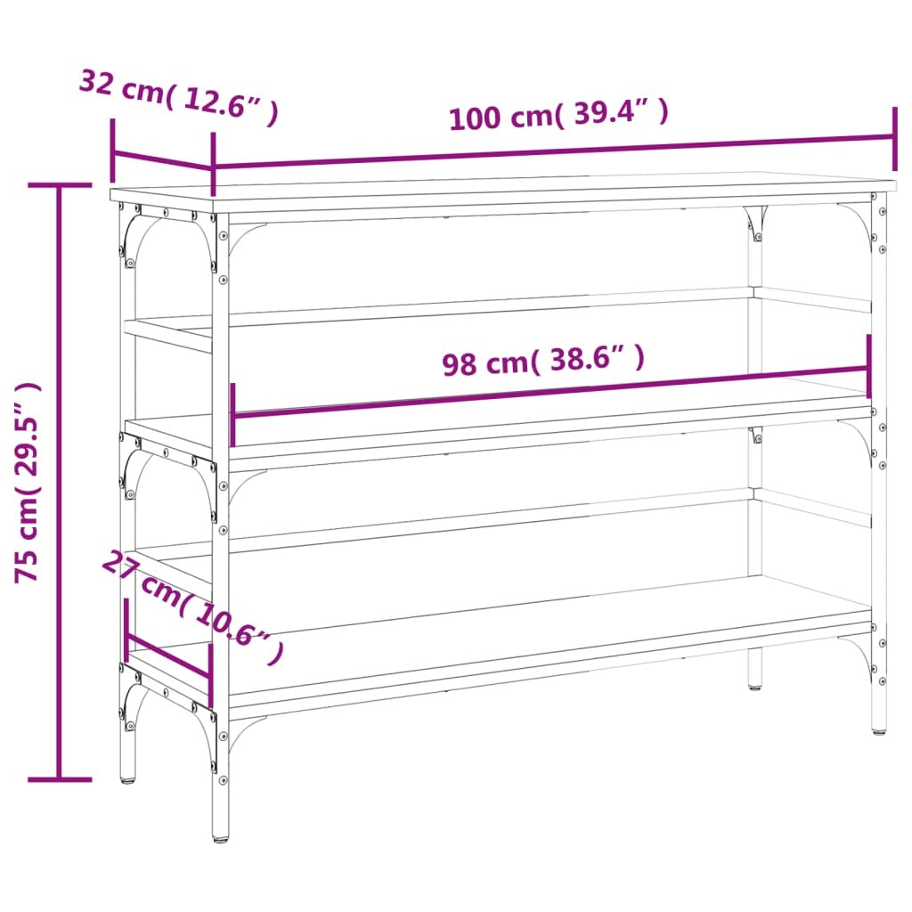 Open Shelf Console Table Smoked Oak