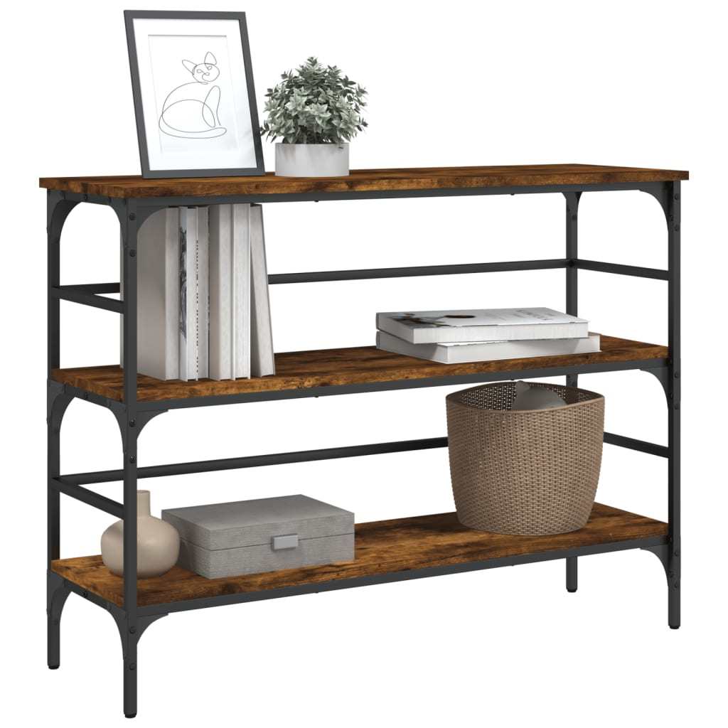 Open Shelf Console Table Smoked Oak