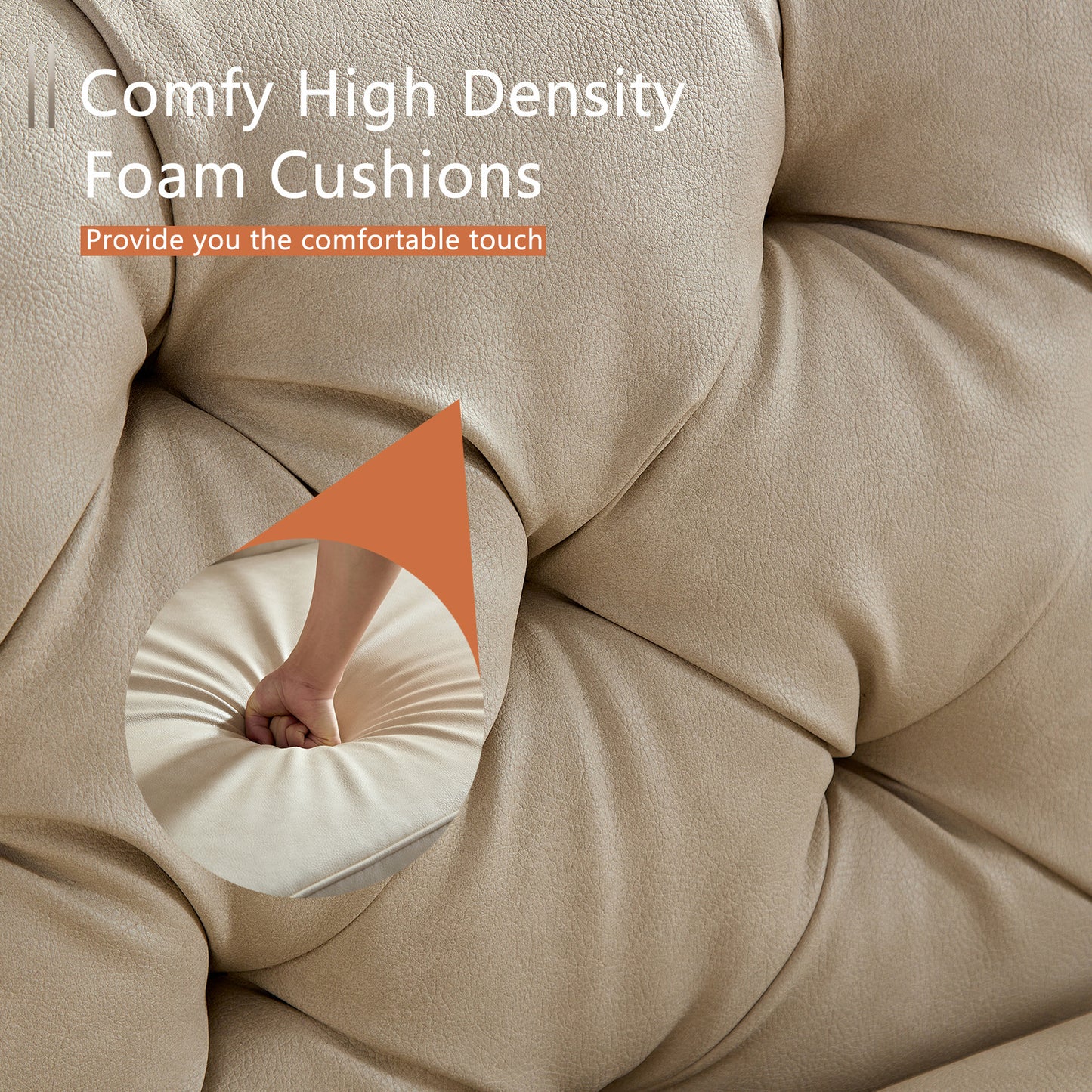 Wks5g Elegant Beige Leather Main Color, The Sofa Presents A Calm And Elegant Appearance - As Pic