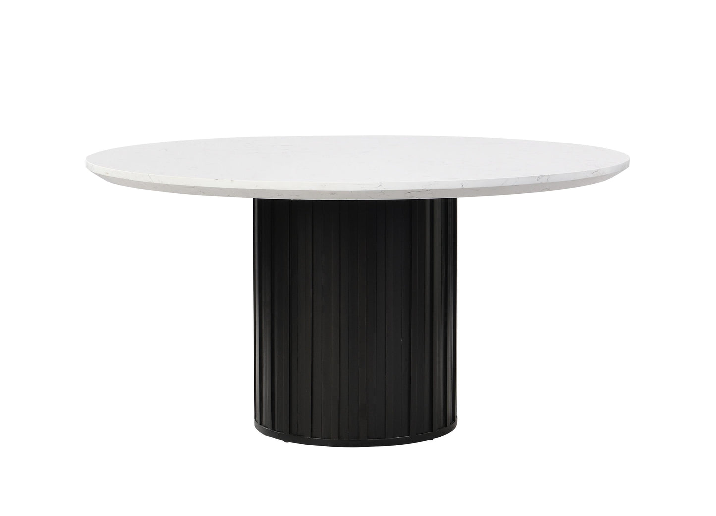 Acme Jaramillo Round Dining Table, Engineering Marble Top & Black Finish Dn02141 - As Pic