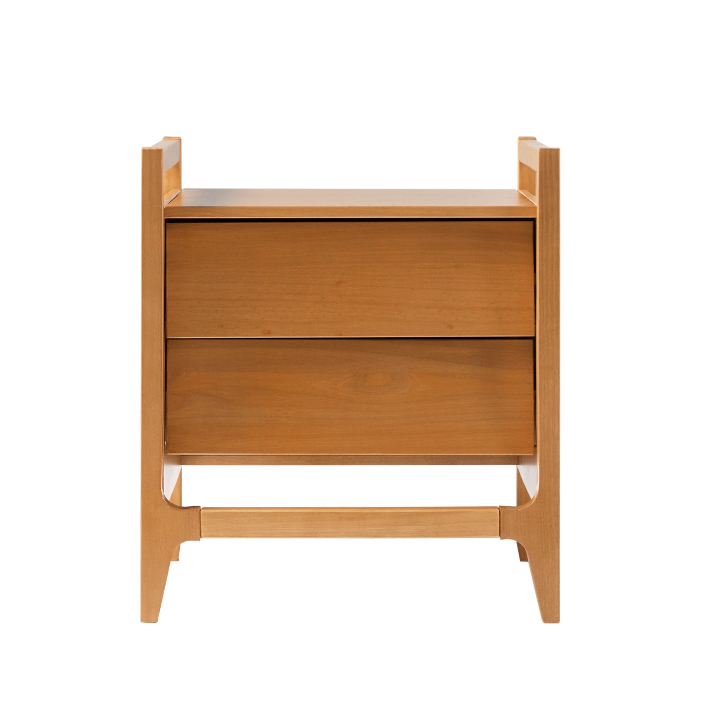 Scandi Angle Face Solid Wood Nightstand – Caramel - As Pic