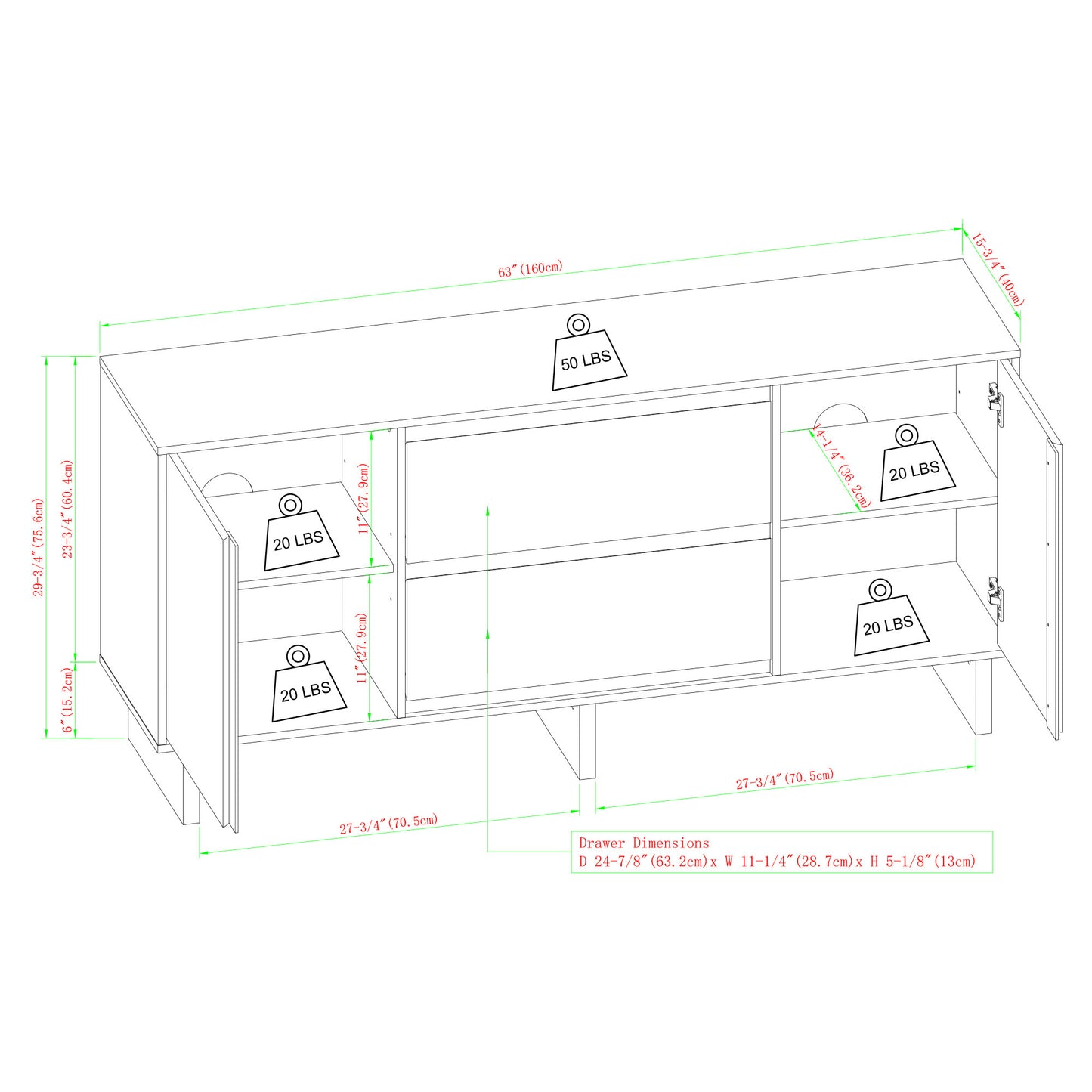 Scandi Sideboard With Beveled Drawers