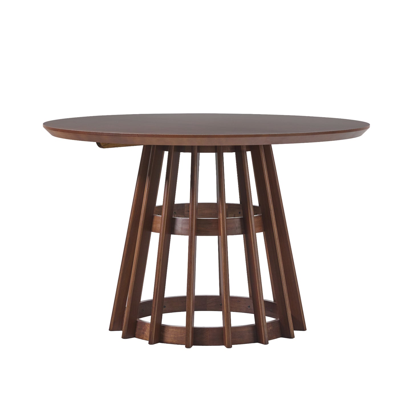 Modern 48" Round Solid Wood Dining Table With Pedestal Base, Brown - As Pic