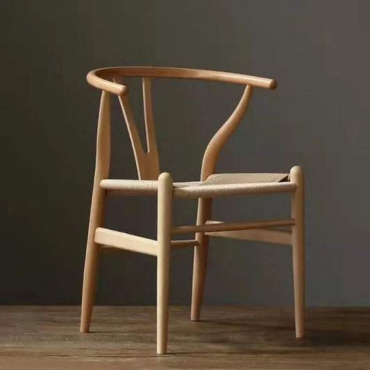 Birch Wood Dining Chair Woven Cane Seat